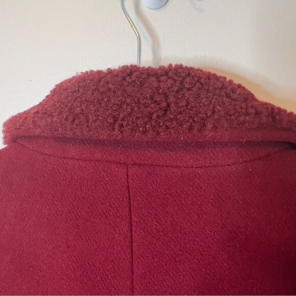 Kate Spade Faux Shearling Trim Lipstick Red Wool Blend Peacoat Size Large - Picture 12 of 14
